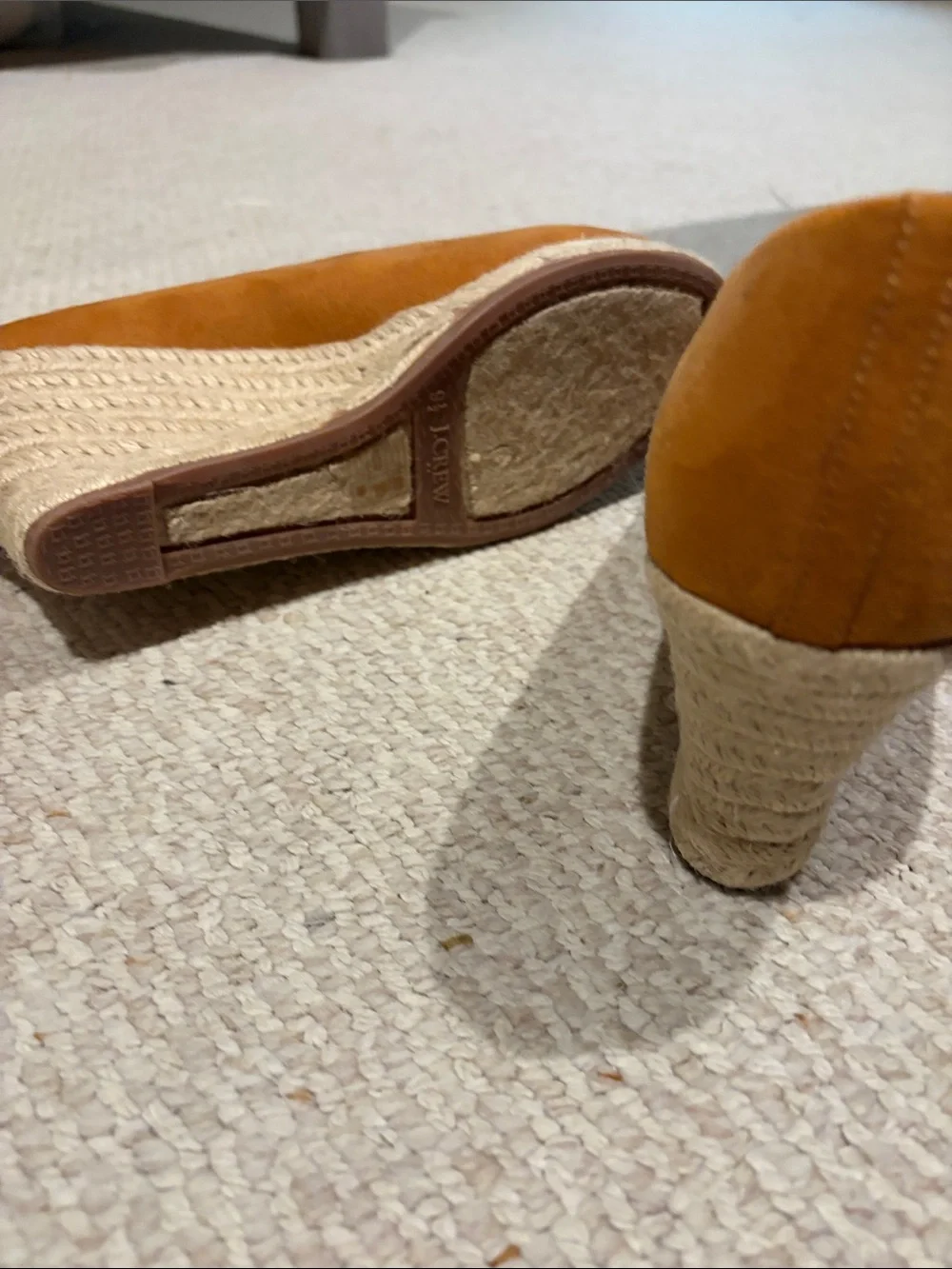 J. Crew Suede Espadrille Wedge Pumps in Cognac